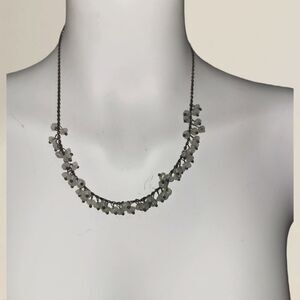 Vintage BR Design Co Brass Rhodium and glass beads Milky Green 20" Claw Closure